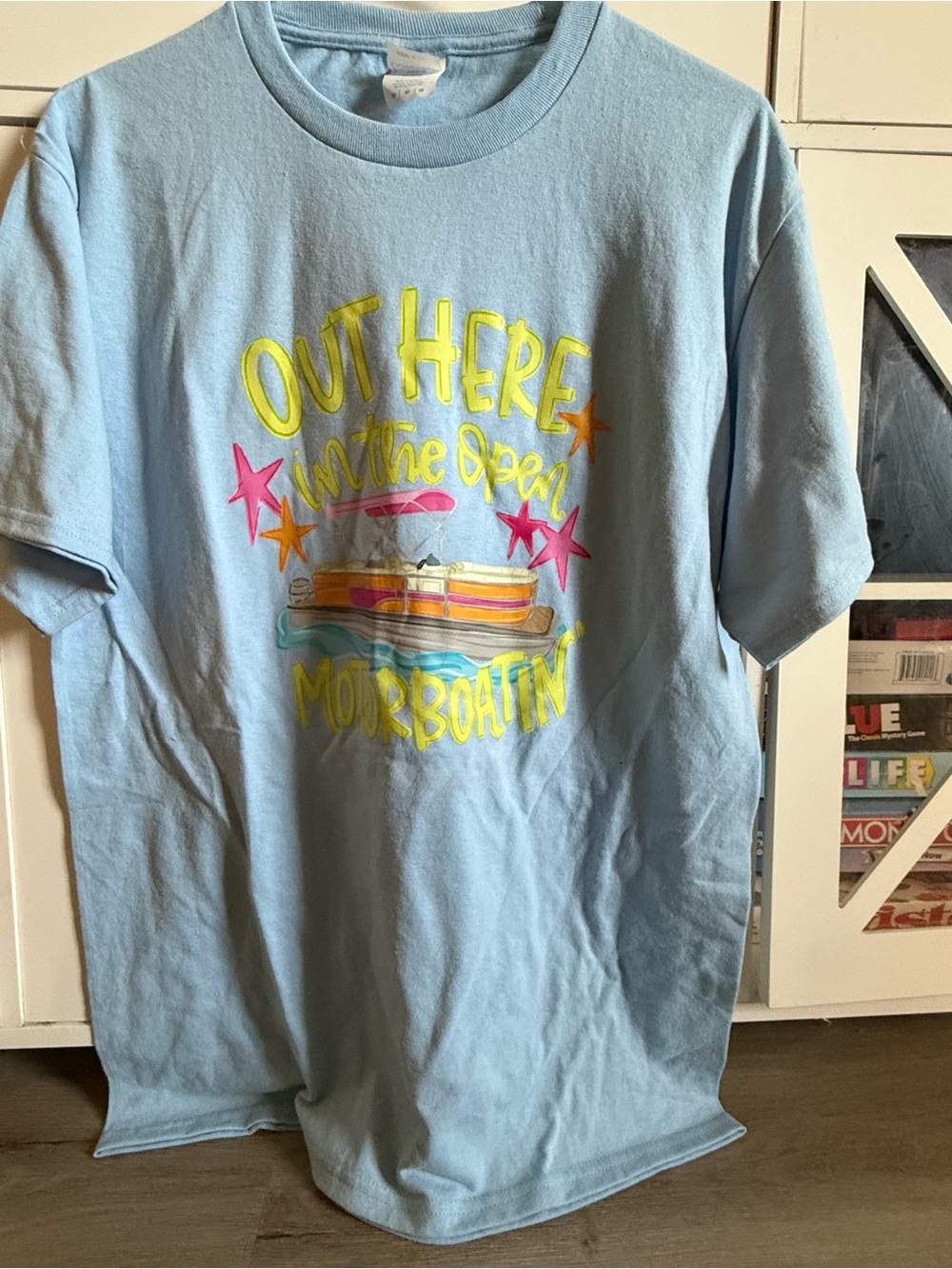Port and Company Light Blue Graphic 'Out Here in the Open' Tee NWOT